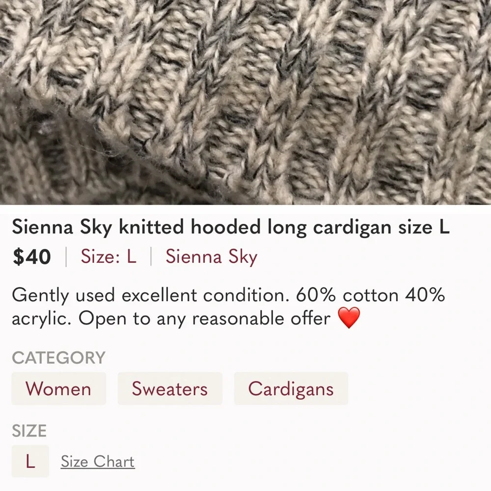 Sienna Sky knitted hoodie cardigan size L - Picture 11 of 12